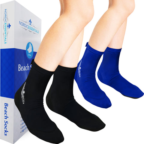 Beach Socks (2 pairs)- Sand sports - Volleyball, Soccer, Snorkeling - Kids, Women, Men 1 Yr Warranty