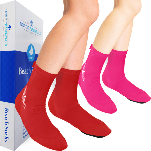 Beach Socks (2 pairs)- Sand sports - Volleyball, Soccer, Snorkeling - Kids, Women, Men 1 Yr Warranty