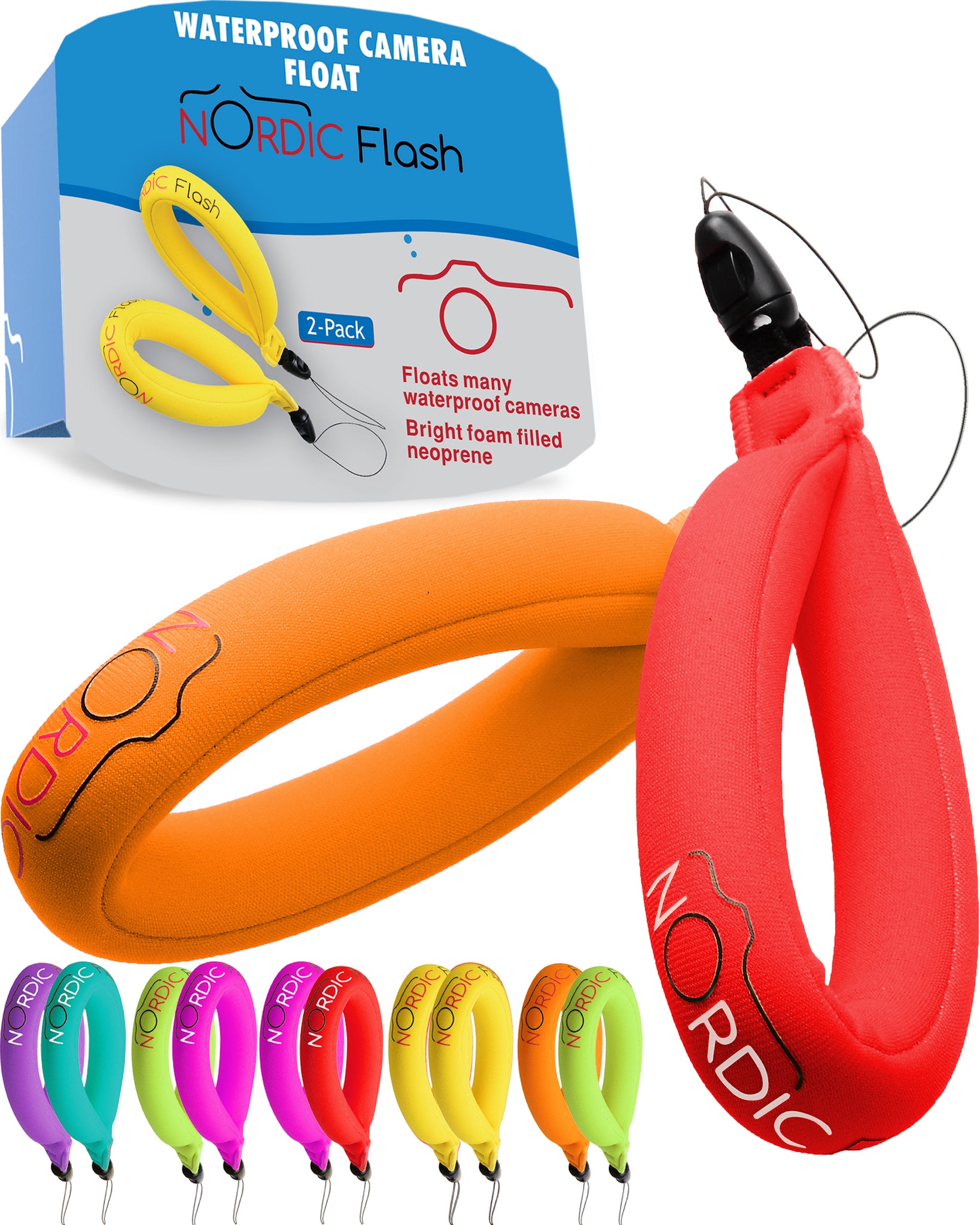 Nordic Flash Waterproof Camera Float - Pack of 2
