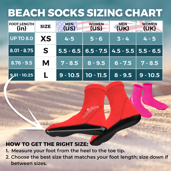 Beach Socks (2 pairs)- Sand sports - Volleyball, Soccer, Snorkeling - Kids, Women, Men 1 Yr Warranty