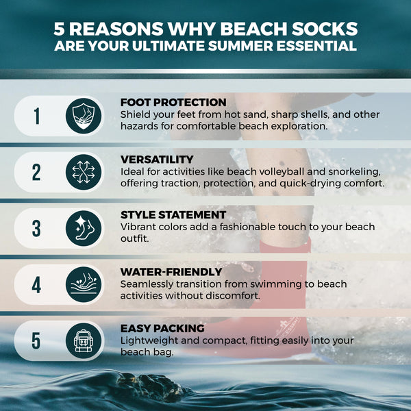 Beach Socks (2 pairs)- Sand sports - Volleyball, Soccer, Snorkeling - Kids, Women, Men 1 Yr Warranty