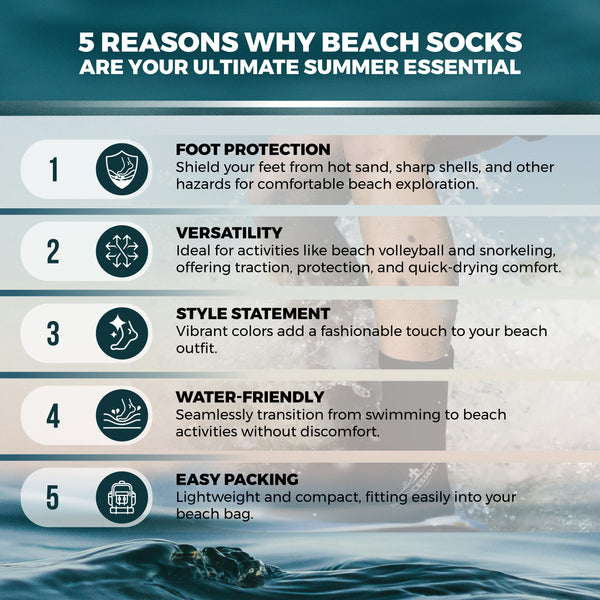 Beach Socks (1 pair) - Sand sports - Volleyball, Soccer, Snorkeling - Kids, Women, Men  1 Yr Warranty