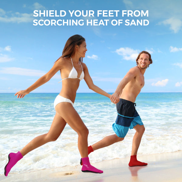 Beach Socks (2 pairs)- Sand sports - Volleyball, Soccer, Snorkeling - Kids, Women, Men 1 Yr Warranty