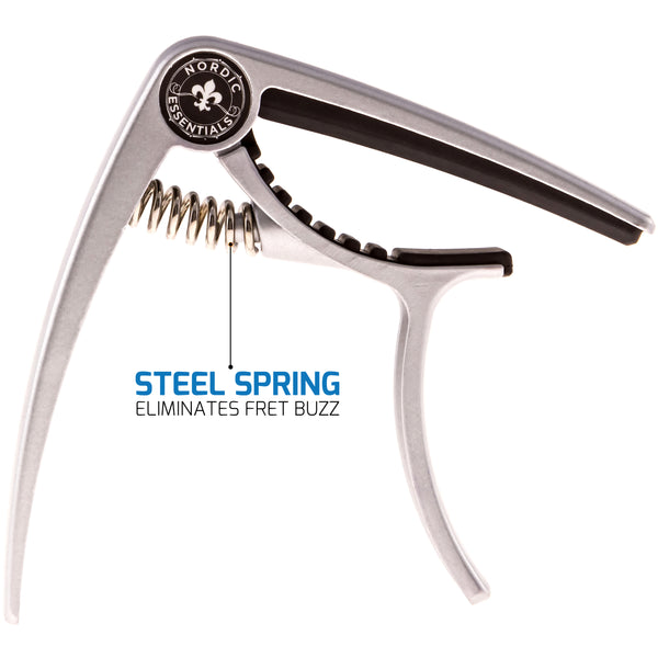 Guitar Capo Deluxe for Acoustic Guitars, Ukulele, Banjo, Mandolin, Bass - Made of Premium Quality Zinc Alloy for 6 & 12 String Instruments