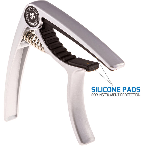 Guitar Capo Deluxe for Acoustic Guitars, Ukulele, Banjo, Mandolin, Bass - Made of Premium Quality Zinc Alloy for 6 & 12 String Instruments