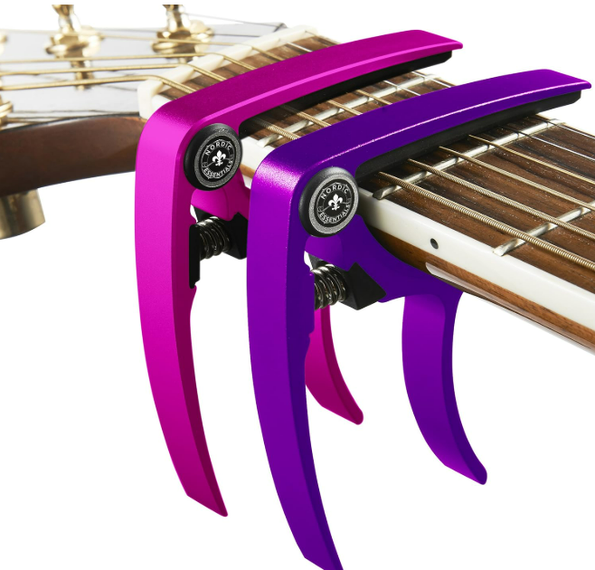 Guitar Capo (2 Pack) for Acoustic Guitars, Ukulele, Banjo, Mandolin, Bass - Made of Ultra Lightweight Aluminum Metal (1.2 oz!) for 6 & 12 String Instruments