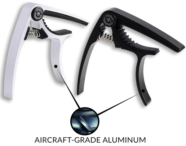 Guitar Capo (2 Pack) for Acoustic Guitars, Ukulele, Banjo, Mandolin, Bass - Made of Ultra Lightweight Aluminum Metal (1.2 oz!) for 6 & 12 String Instruments