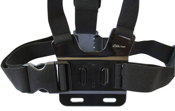 Chest Mount Harness for GoPro Cameras - Adjustable Body Strap Rig + 3-Way Adjustment Base with Aluminum Thumbscrew Kit